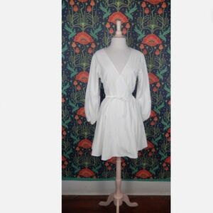 Boyish White Puff Sleeve Cotton Wrap Dress Nwt 6